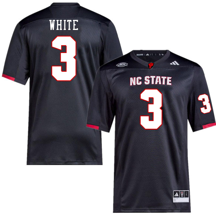 Men #3 Aydan White NC State Wolfpack College Football Jerseys Stitched-Black